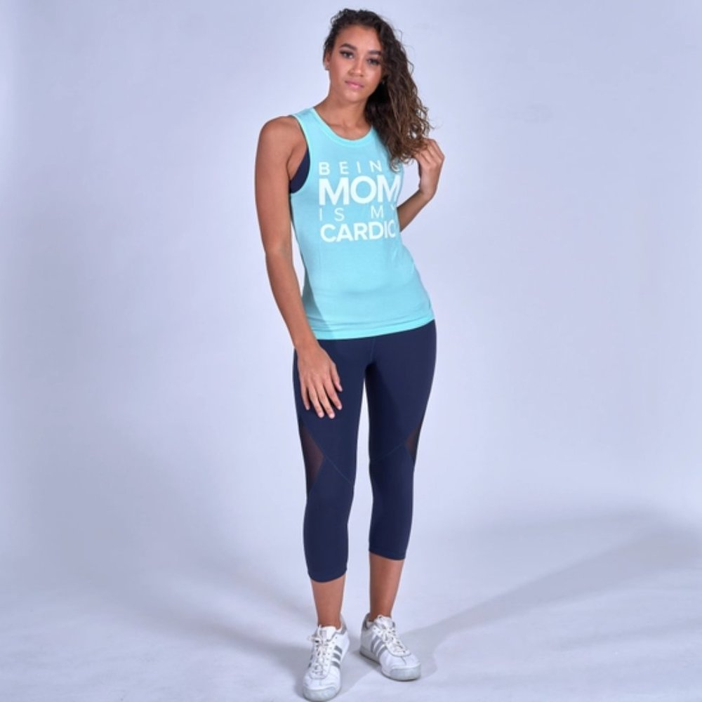 Being Mom Is My Cardio Active Wear Muscle Tank - Mint - Picture 3 of 3